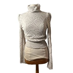 Free People • Beige Crochet Sweater